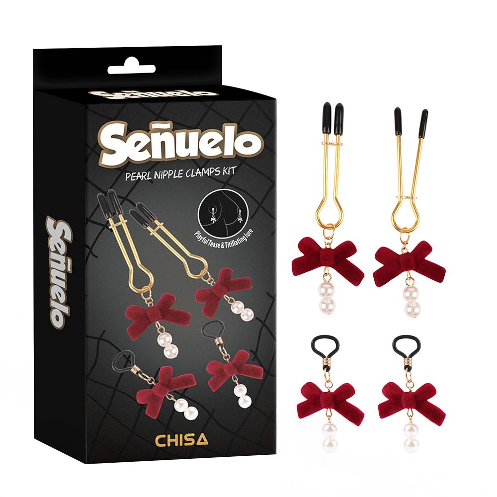 Kẹp vú kích thích đầu ti Chisa Senuelo Pearl Nipple Clamps Kit