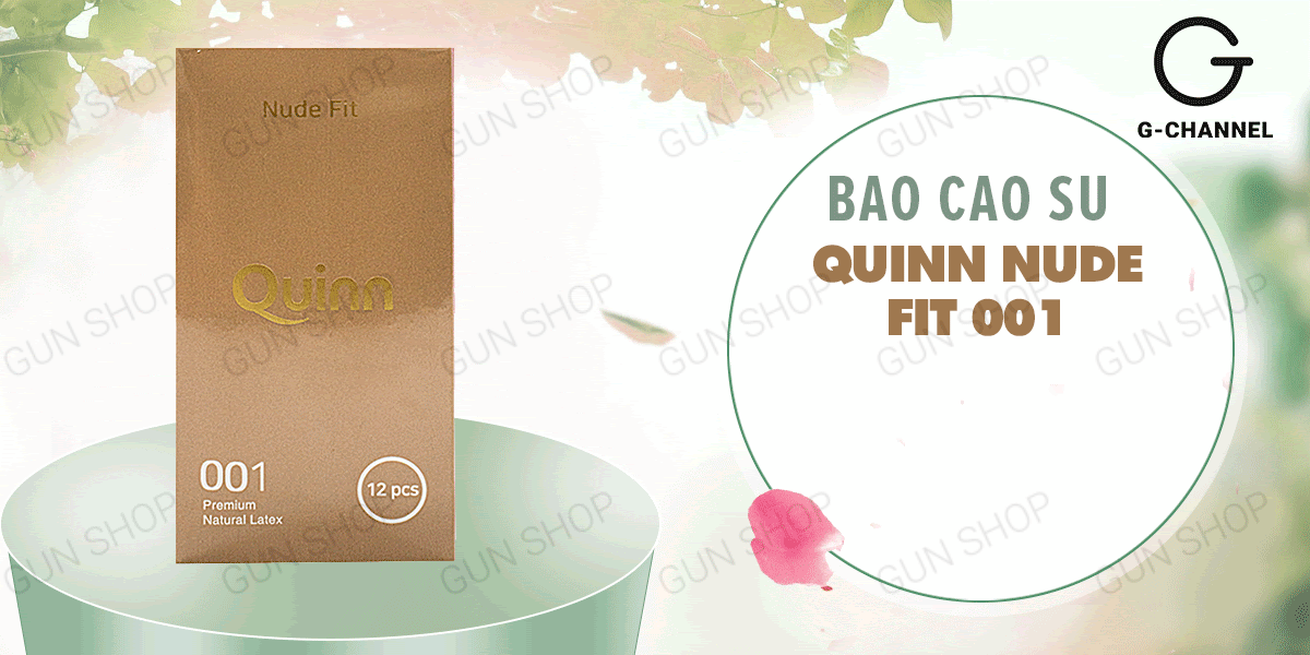 Bao cao su Quinn Nude Fit siêu mỏng an toàn không tuột 12 cái