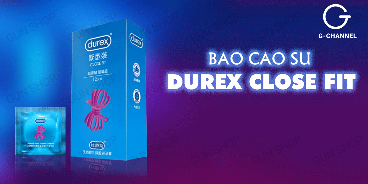 Bao cao su Durex Close Fit 49mm ôm sát tăng khoái cảm hộp 12