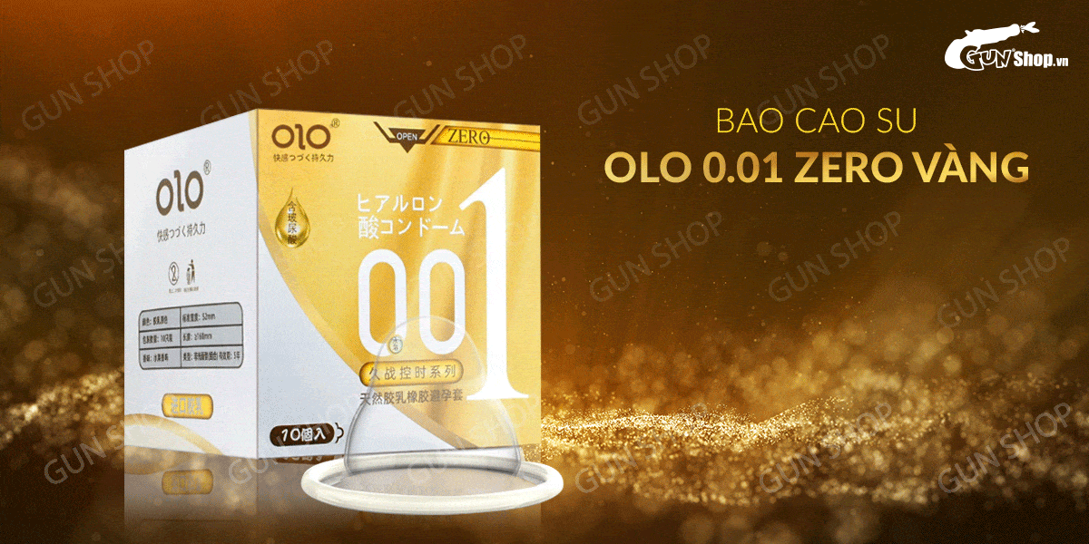 Bao cao su OLO 0.01 Zero Vàng siêu mỏng gân hạt cảm giác thật