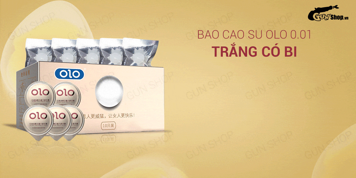 Bao cao su OLO siêu mỏng 0.01 có bi trắng kích thích cực đỉnh