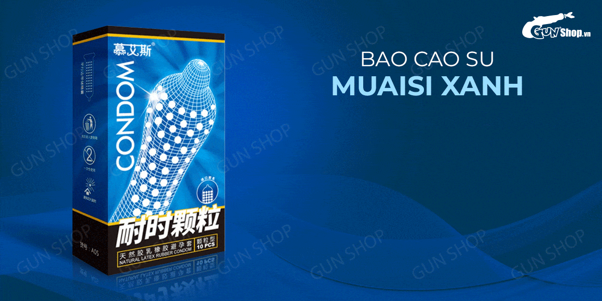 So sánh Bao cao su Muaisi Xanh Dương - Nhiều gel gai li ti - Hộp 10  chính hãng