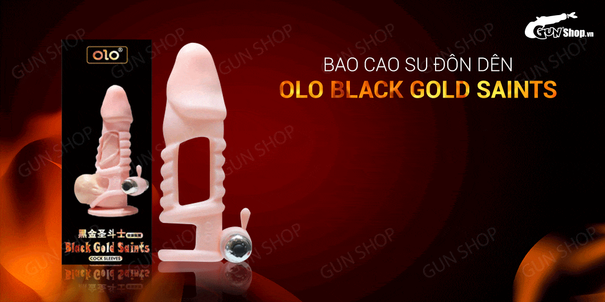 Bao Cao Su Đôn Dên OLO Black Gold Saints Rung Kích Thích
