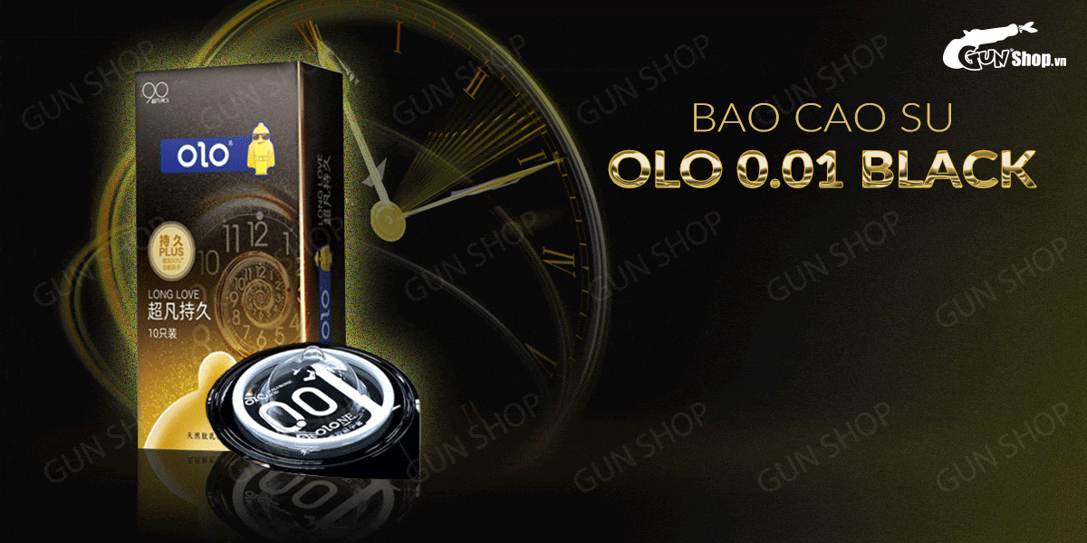 Bao cao su OLO 0.01 Black siêu mỏng kéo dài thời gian dùng
