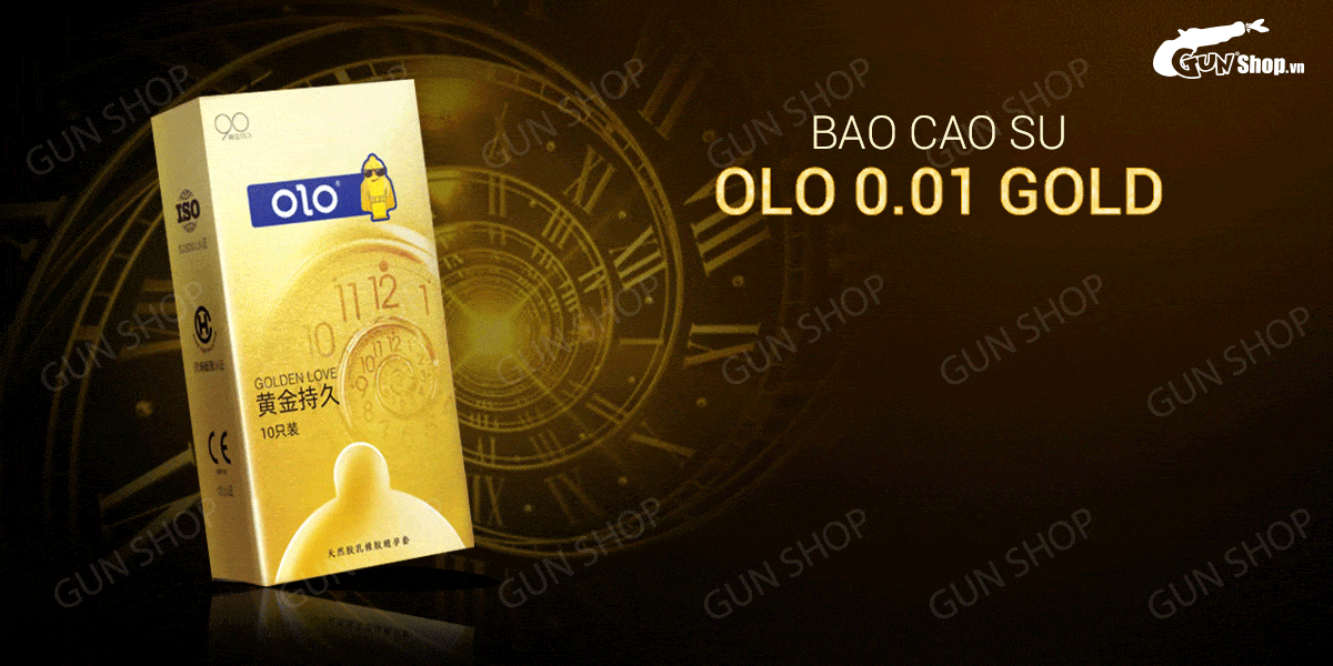 Bao cao su OLO siêu mỏng 0.01 Gold kéo dài khoái cảm hộp