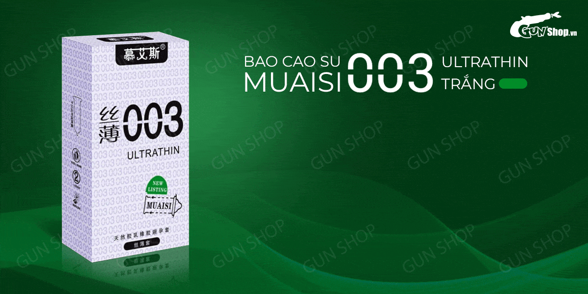 Bao cao su Muaisi 0.03 siêu mỏng mềm mại Hộp 12 dễ chịu