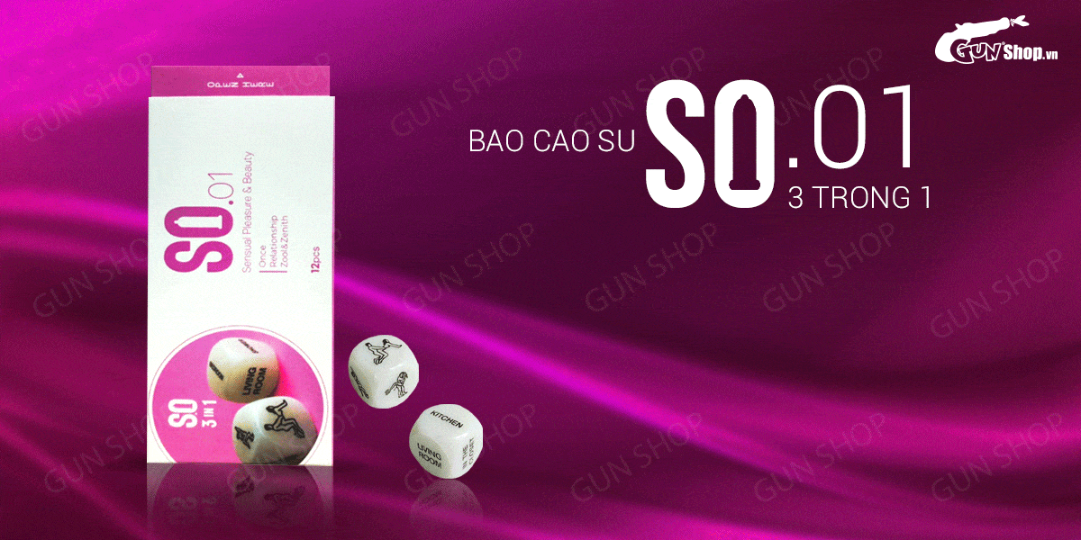 Bao cao su SO 3 in 1 Siêu mỏng Gân điểm nổi Tăng khoái cảm