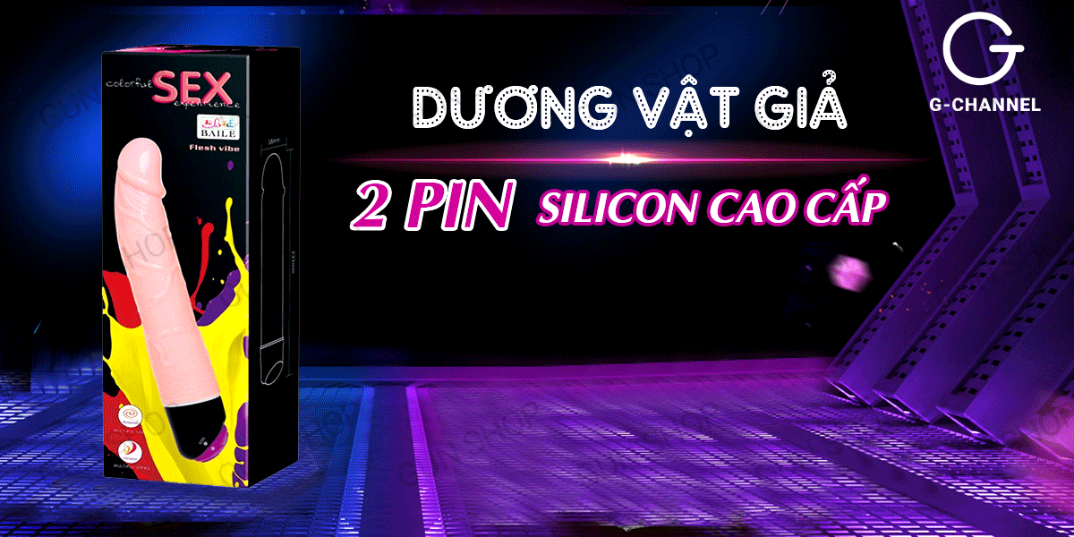 Dương vật giả silicon cao cấp Baile 2 pin tiện lợi kích thích