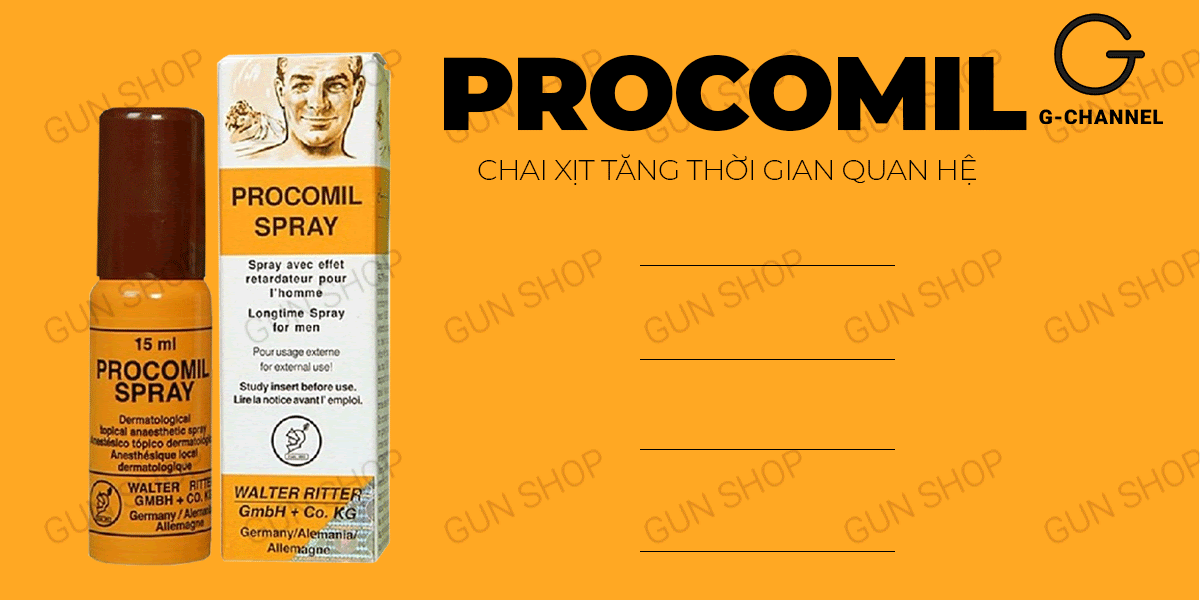 Chai xịt Procomil Đức 15ml hỗ trợ kéo dài thời gian hiệu quả