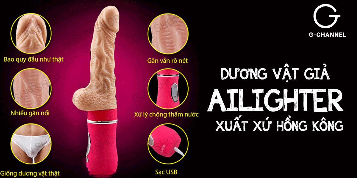 Dương vật giả Ailighter cao cấp rung thụt toả nhiệt chân thực