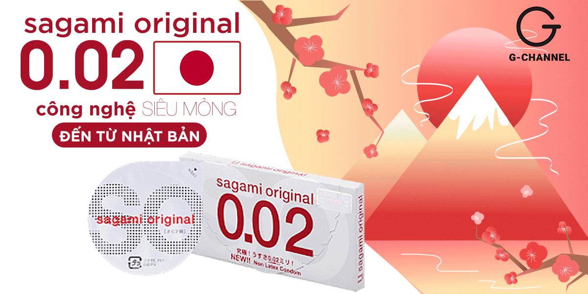 Bao cao su Sagami siêu mỏng 0.02mm an toàn dễ chịu 2 cái