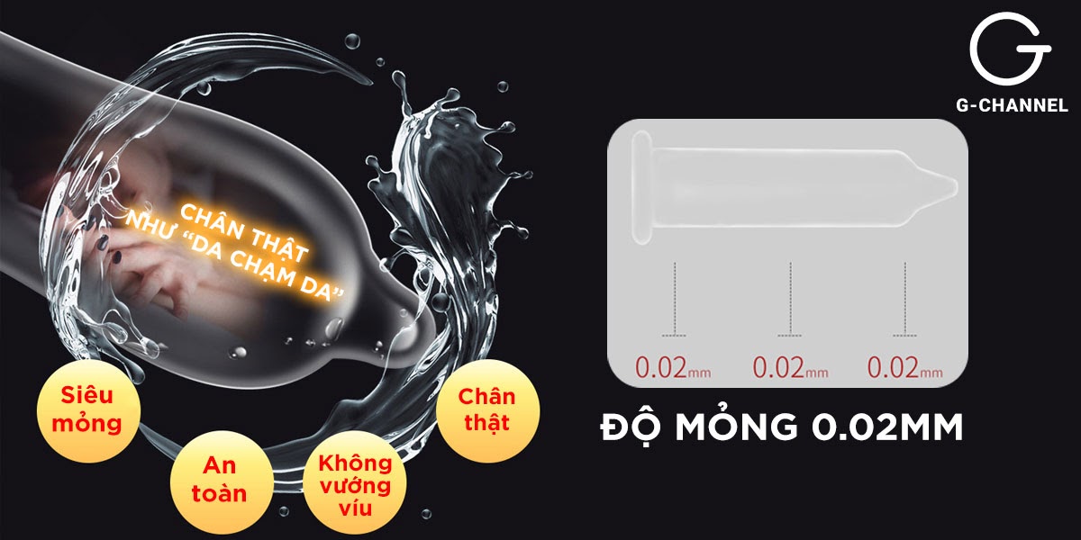 Bao cao su Sagami siêu mỏng 0.02mm an toàn dễ chịu 2 cái