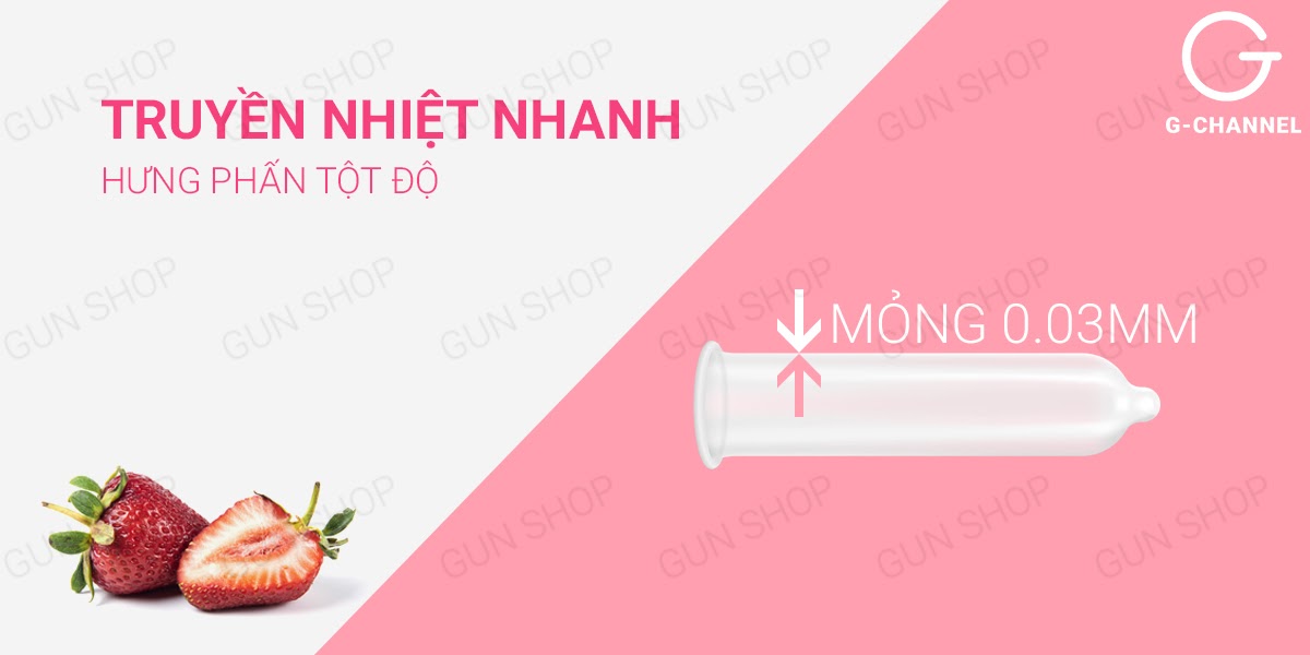 Bao cao su Nakanishi 0.03mm siêu mỏng hương dâu hộp 4 cái