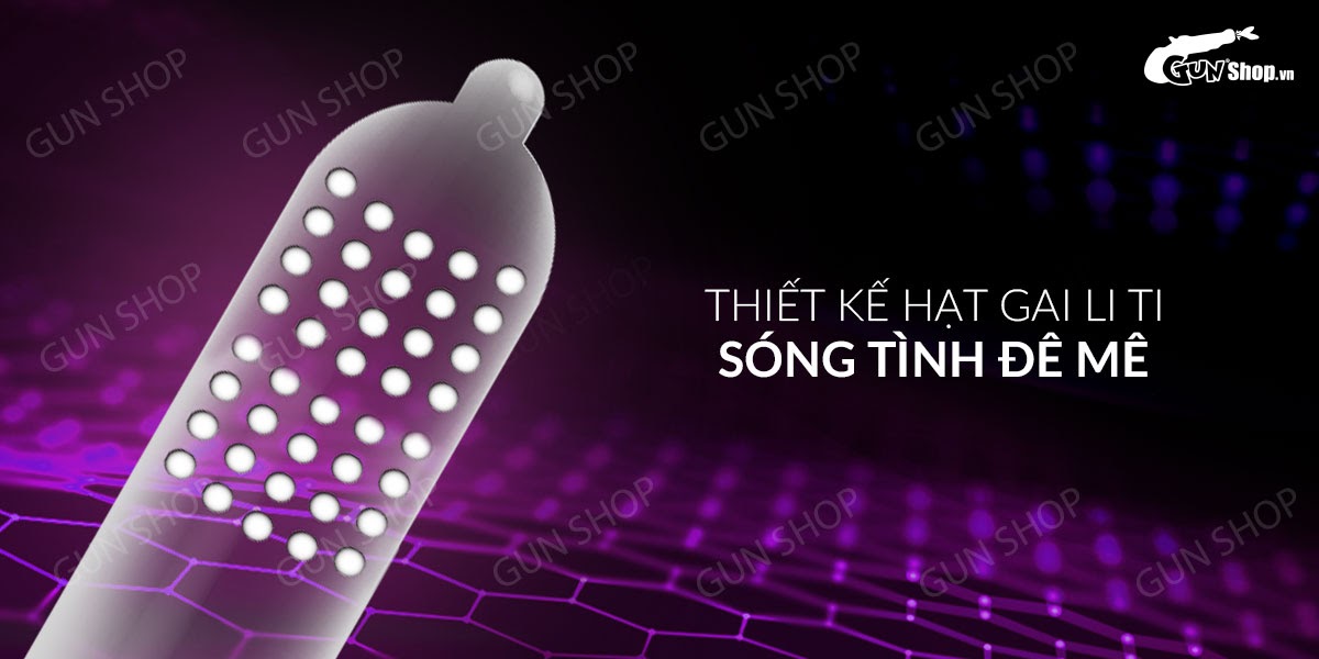 Bao cao su siêu mỏng Muaisi 0.03 vàng hạt - Hộp 12 chiếc