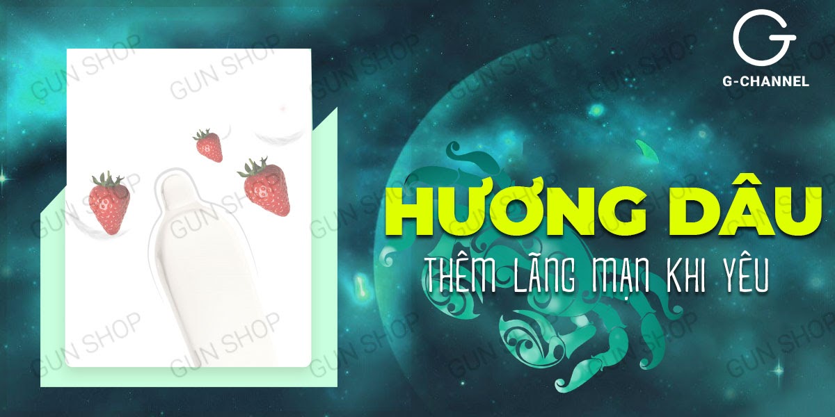 Bao cao su Ropockon mỏng 0.03mm vị dâu Hộp 12 siêu mềm mại kích thích