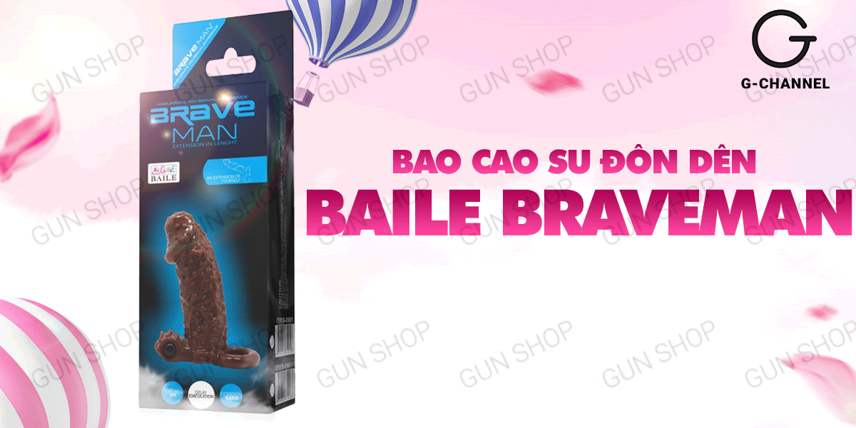 Bán Bao cao su đôn dên tăng kích thước rung nhiều điểm nổi Baile Braveman  hàng xách tay