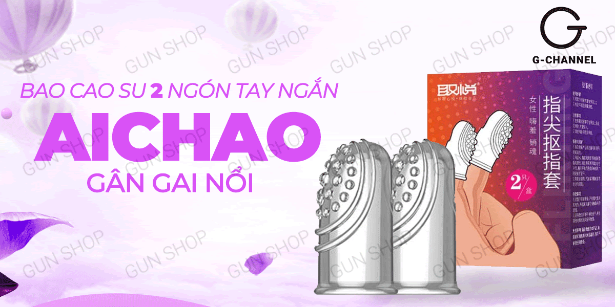 Bao cao su Aichao 2 ngón tay gân gai nổi hộp 2 siêu bền