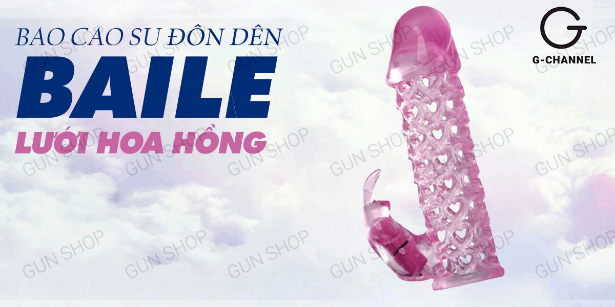 Bao cao su đôn dên rung Baile hoa hồng tăng kích thước siêu mềm