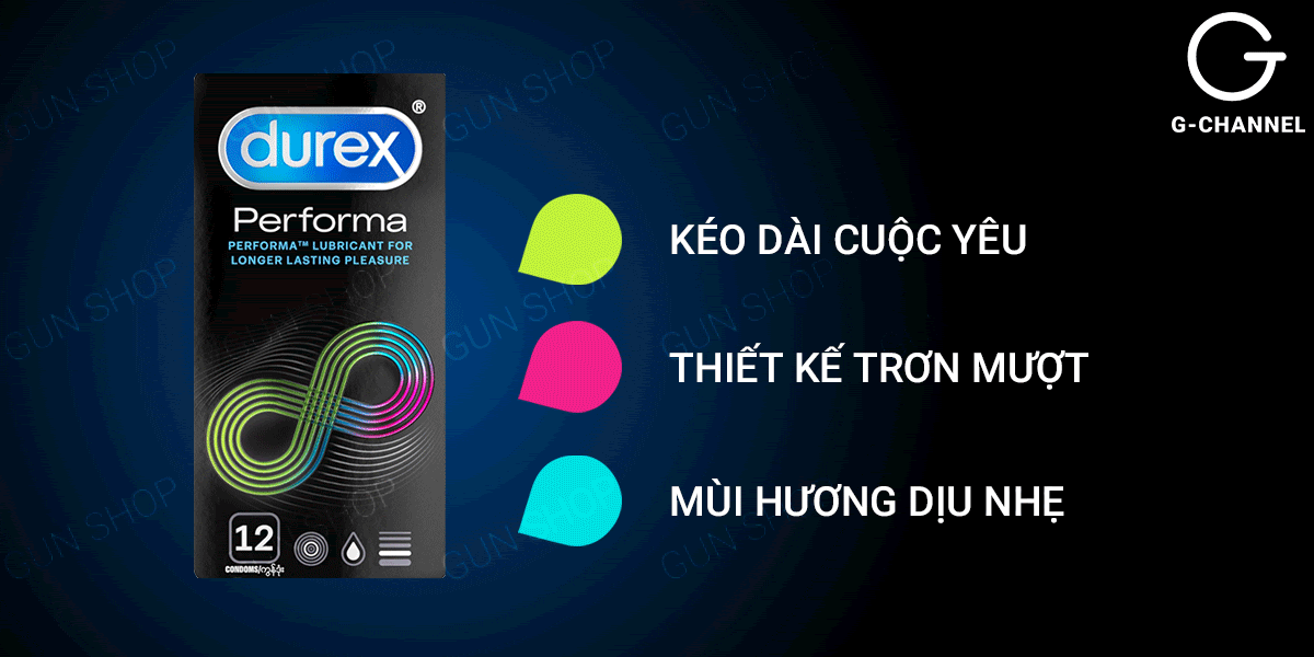 Bao cao su Durex Performa kéo dài 12 cái - Tăng thời gian yêu