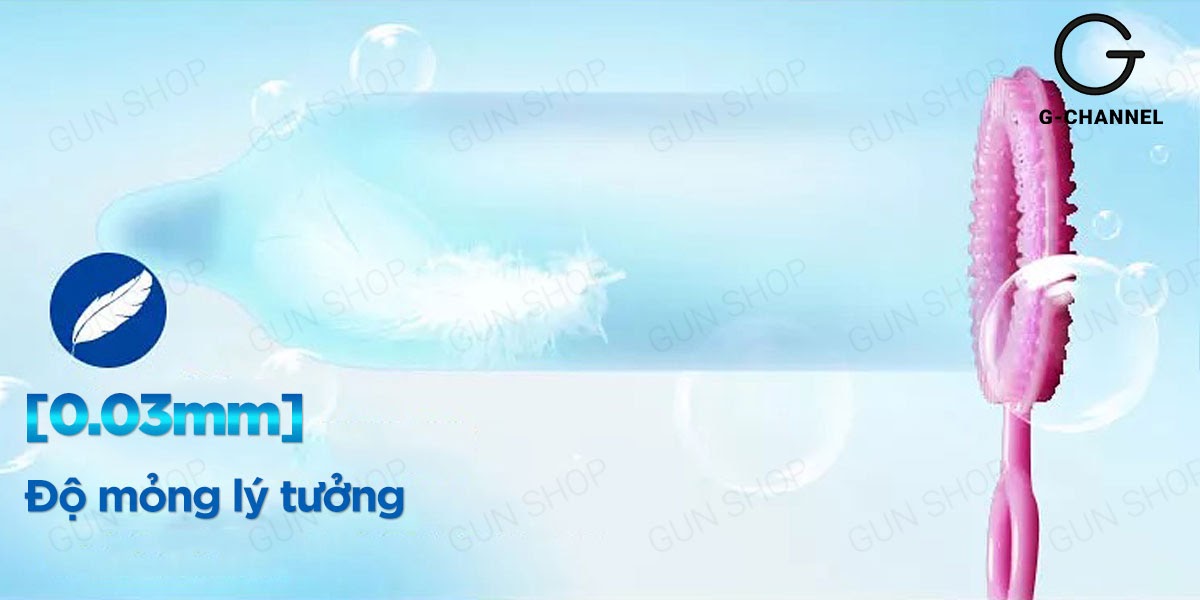 Bao Cao Su Gun Siêu Mỏng 0.03mm - Hộp 10 Cái - Tăng Khoái Cảm