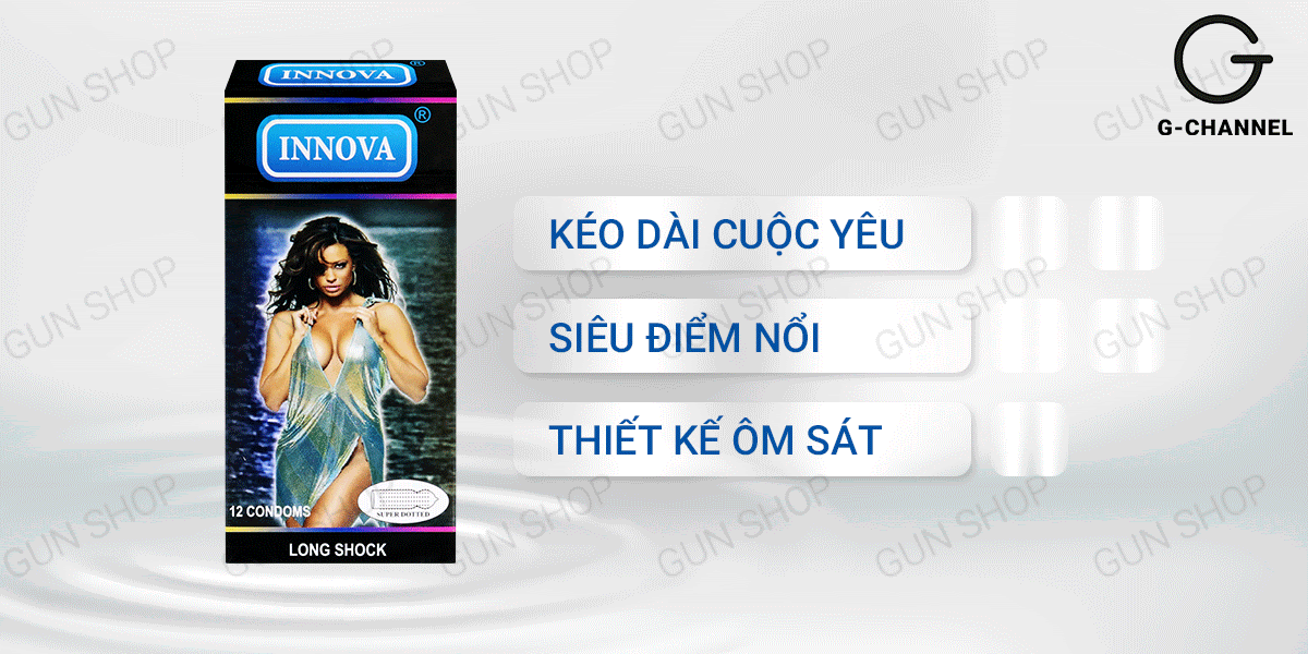 Đại lý Bao cao su gân gai Innova Đen Kéo dài thời gian 12 cái giá sỉ