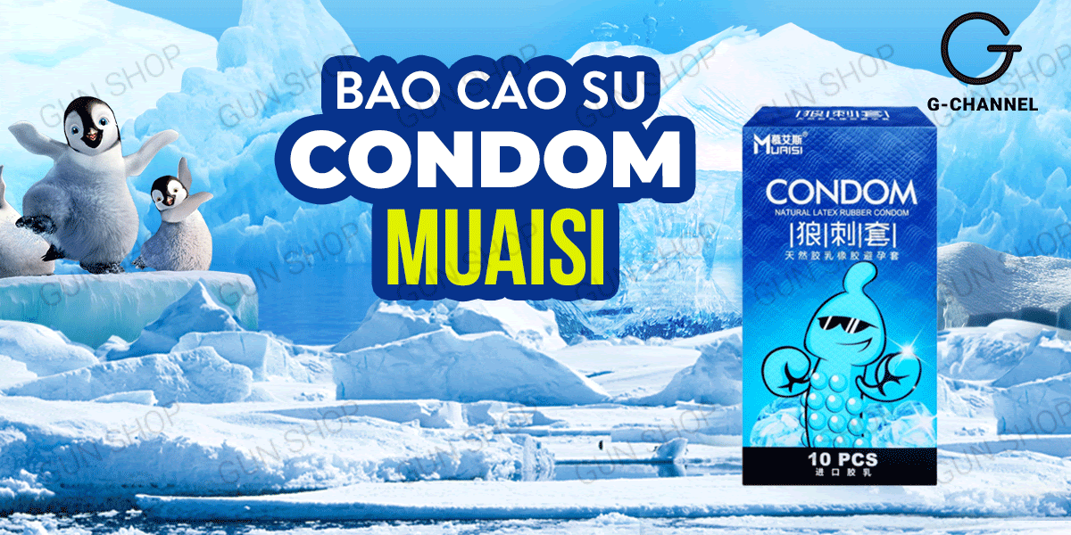Bao cao su Muaisi Cool mát lạnh kích thích - Hộp 10 cái