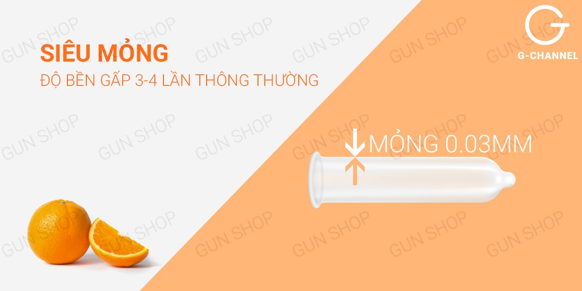 Bán Bao cao su Nakanishi - Siêu mỏng 0.03mm - Hương cam - Hộp 4 cái  loại tốt