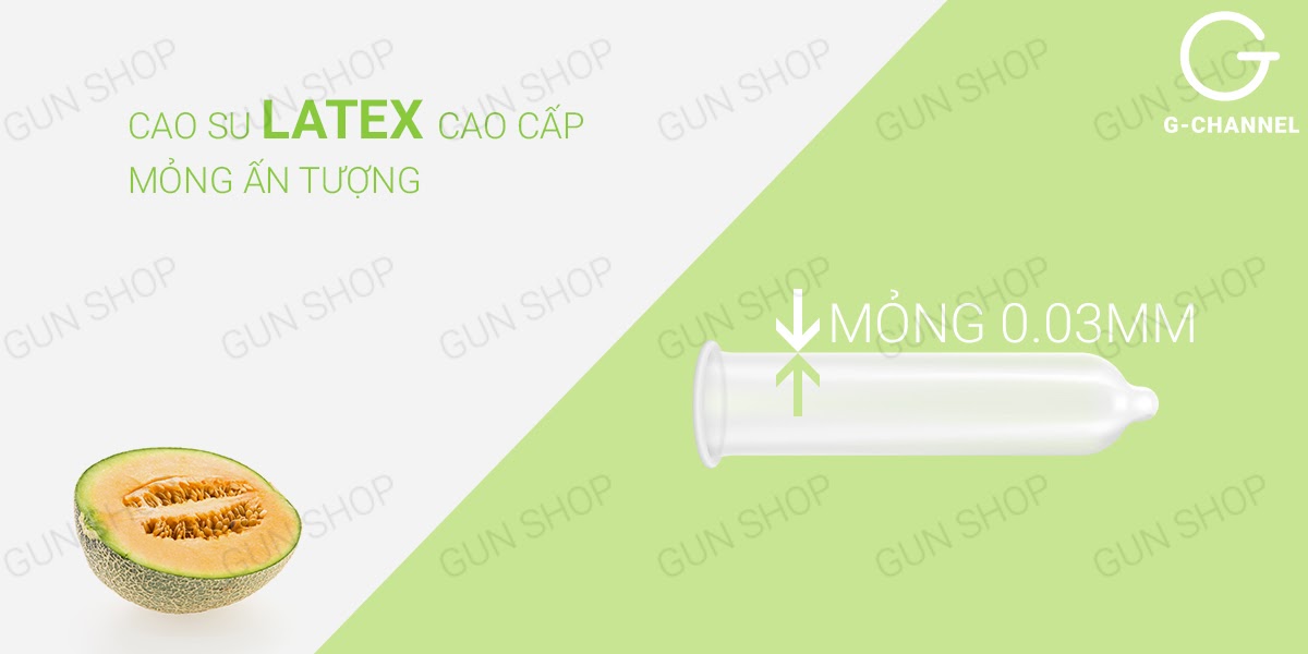 Bao Cao Su Nakanishi Siêu Mỏng 0.03mm Hương Dưa Lưới Hộp 4 Cái