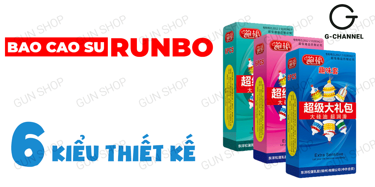 Bao cao su Runbo gân gai lớn hộp 6 cái siêu an toàn kích thích