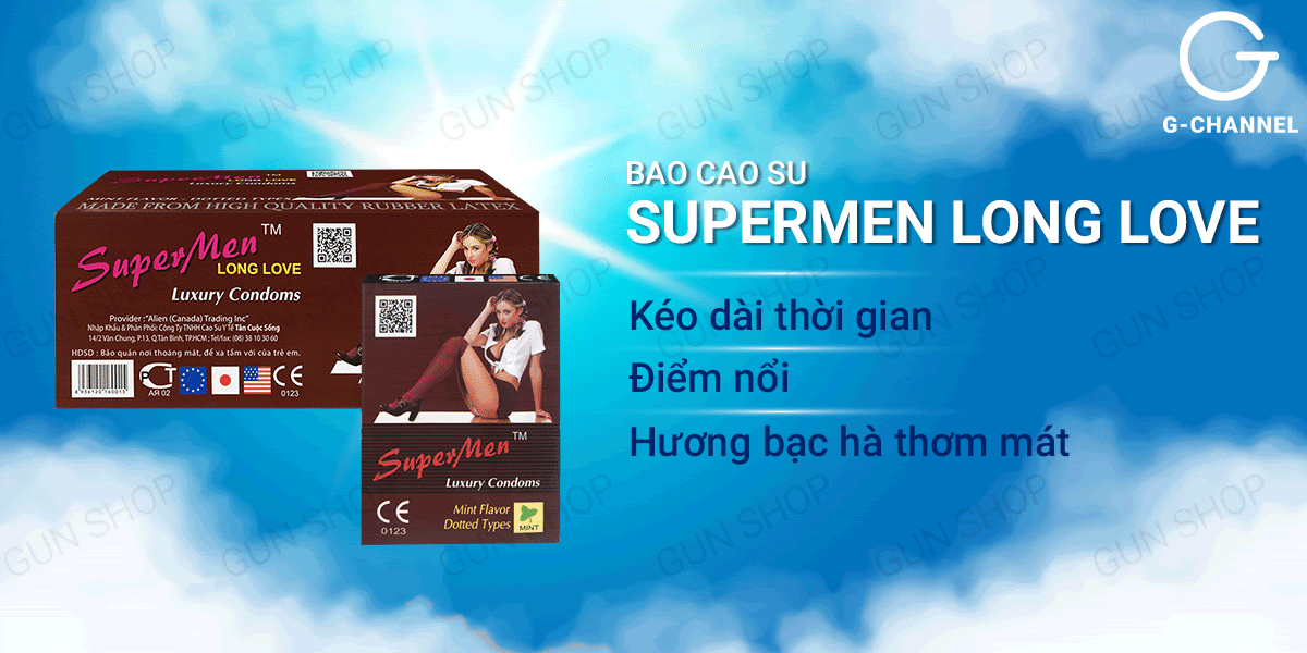 Bao cao su Supermen Long Love kéo dài 60 phút hộp 120 cái