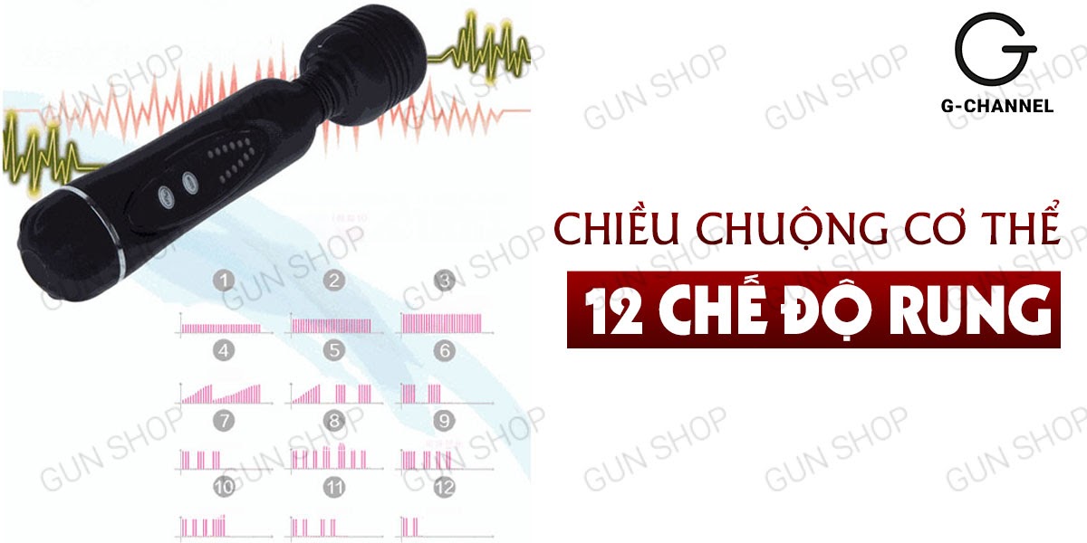 Cây massage mini 12 chế độ rung mạnh mẽ Power Wand giá tốt