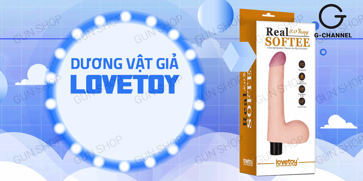 Dương vật giả rung 10 chế độ có bìu pin sạc Lovetoy Real Softee