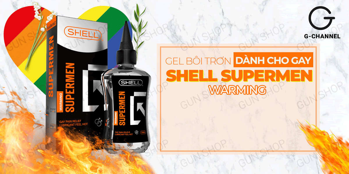 Gel bôi trơn hậu môn nóng ấm Shell Supermen 90ml tăng khoái cảm