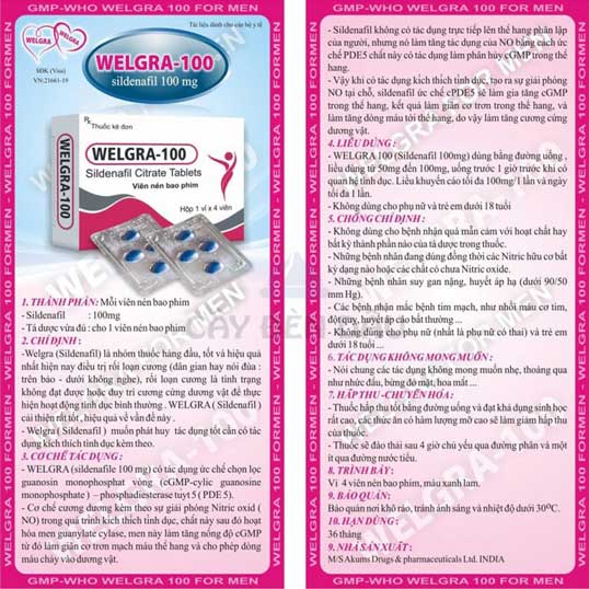 Shop bán Viên uống cương dương ấn độ Welgra 100mg tăng cường sinh lý nam giới tốt nhất  giá tốt