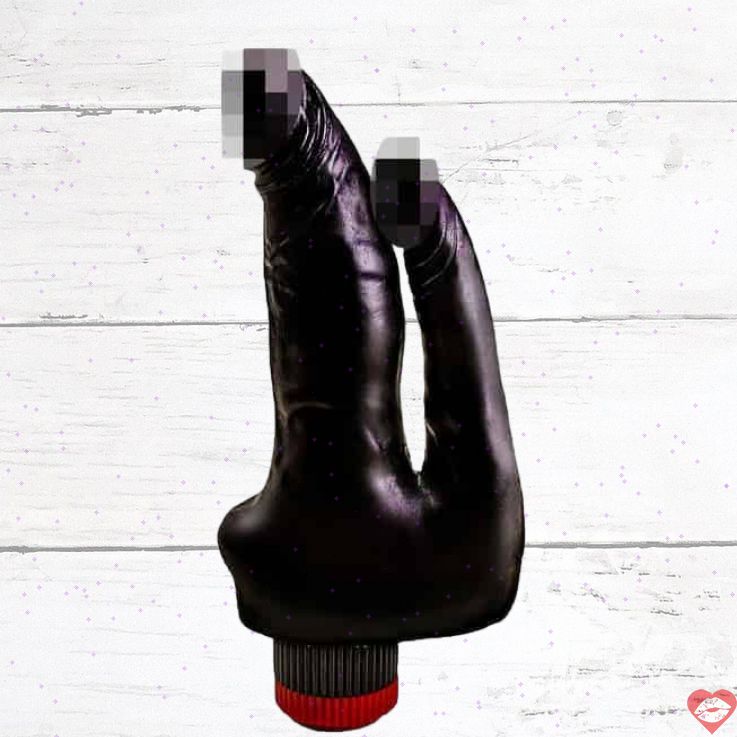 LoveToy DP Vibrator 17cm Đen PVC Đa Đường Kích