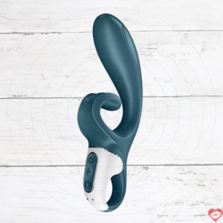 Satisfyer Hug Me Rabbit Xám Xanh Rung 21cm