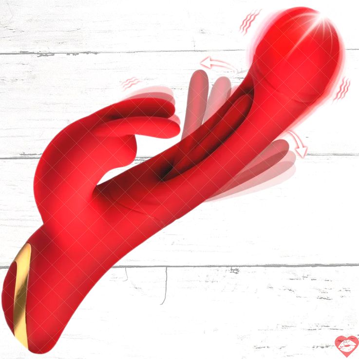 Inmi Thỏ Rung G-Point Clit Đỏ 24cm Nội Ngoại Đỉnh 