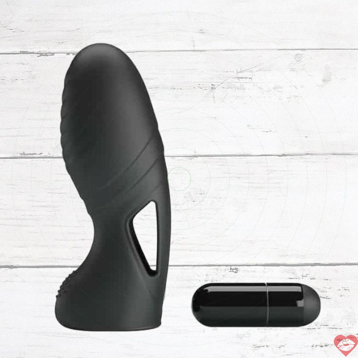 Vibro ngón Pretty Love Alan đen silicone relief 10cm