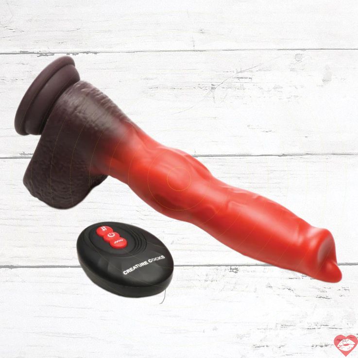 Creature Cocks Cujo Dog Dildo Đen Đỏ Rung