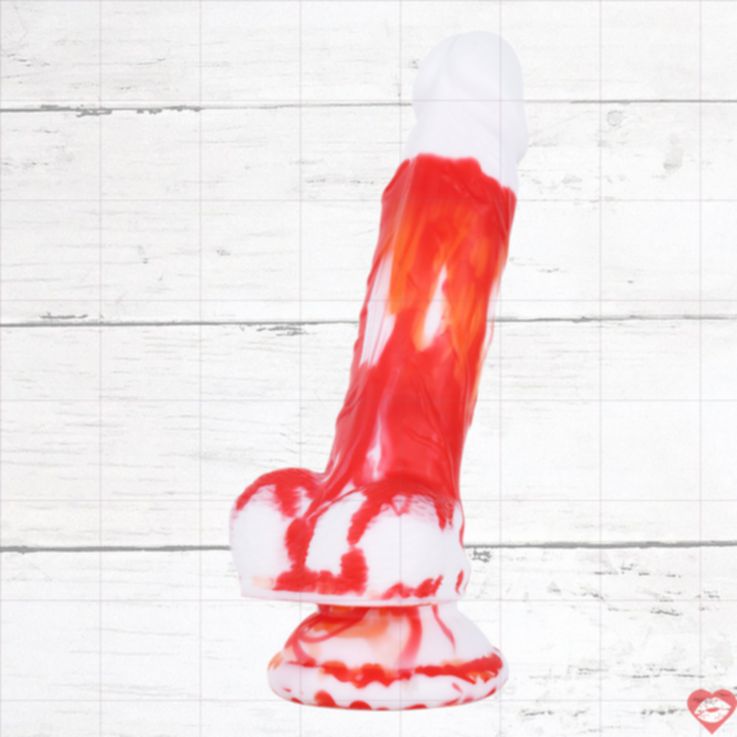 Lava Red Dildo Silicon Mềm 18cm Đỏ Trắng Đẹp Mắt