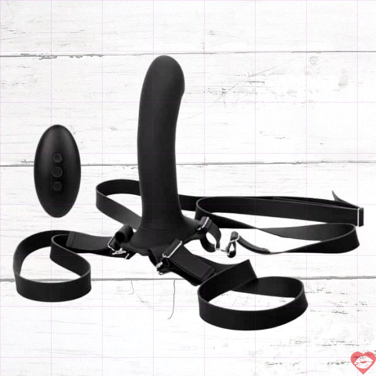 Strap-on CalExotics Rung Đen Remote Điều Khiển Cặp Đôi 