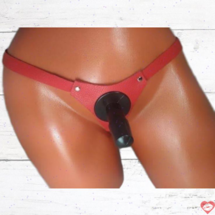 BDSM Arsenal Red Leather Spike Panties Adjustable Strap-On Kinky Play