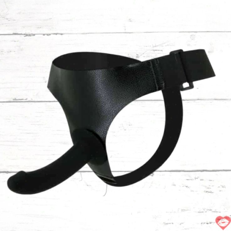 Strap-on Baile Ultra Harness mềm đen 15cm nữ thống trị 