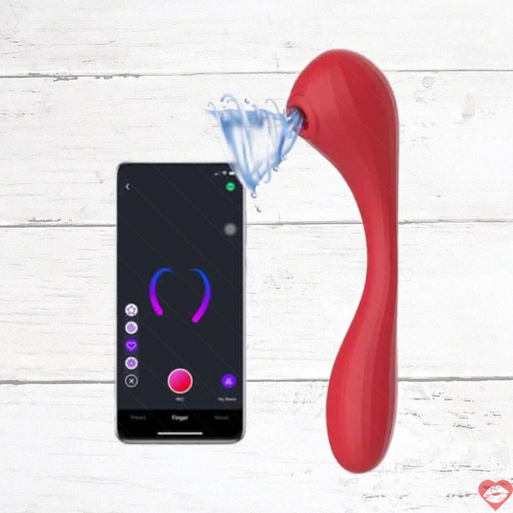 Dildo đôi Magic Motion Bobi đỏ 20.5cm hút chân không app