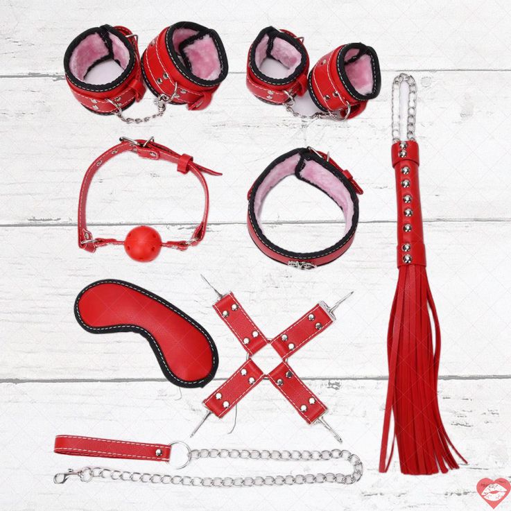 MT slave bondage set đỏ lông thú điều giáo