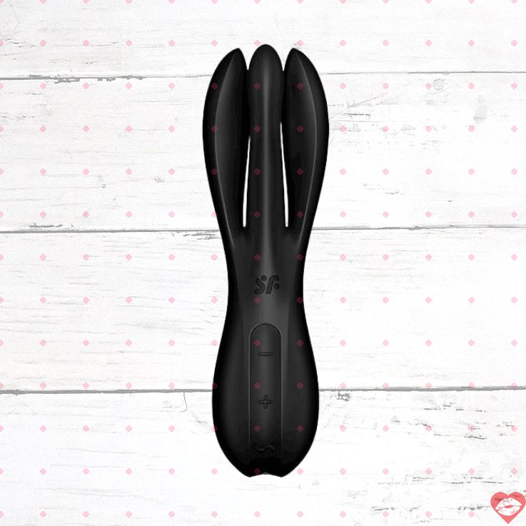 Satisfyer Threesome 2 Rung Đen Tím 14cm Đa Điểm