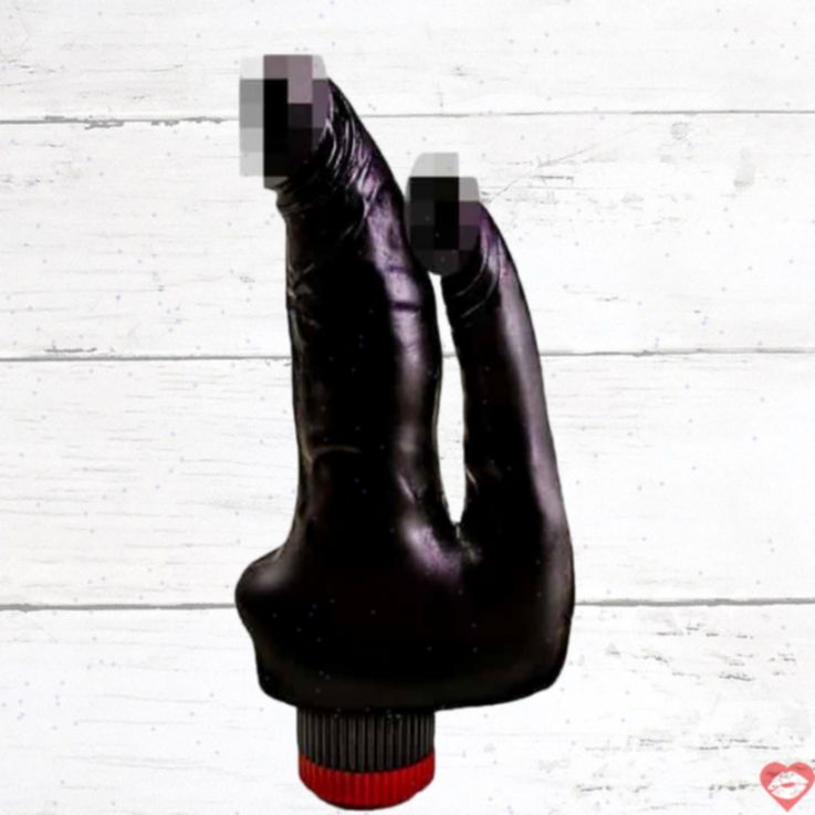 LoveToy Double Penetration Vibe Đen 17cm Kép Đỉnh 