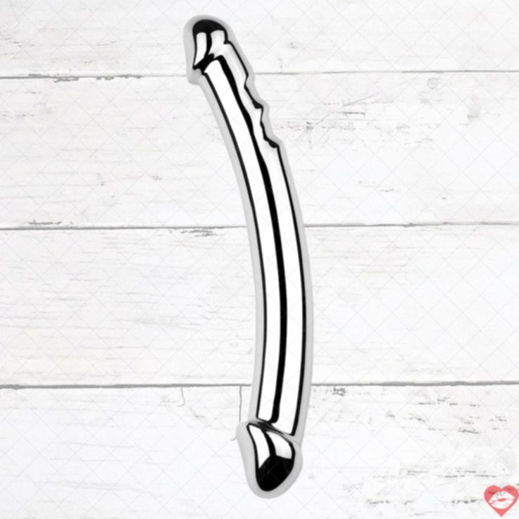 Dildo cong đôi bạc 7 inch kim loại mịn siêu sướng 