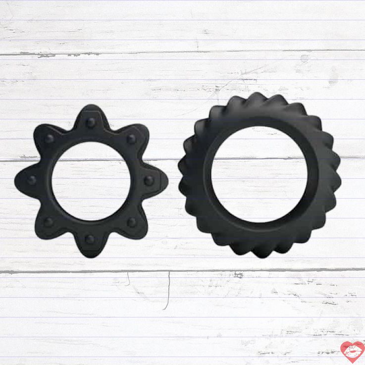 Baile Ring Flowering set vòng dương vật đen silicone 2 size