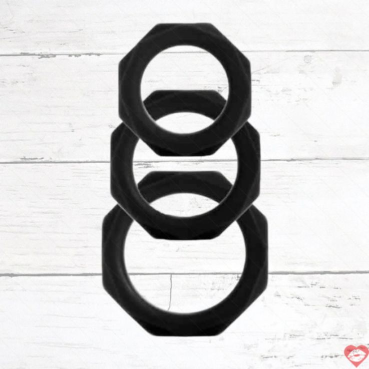 Octagon Rings 3 Size Đen Trì Hoãn Siêu Lâu Bền Bỉ 